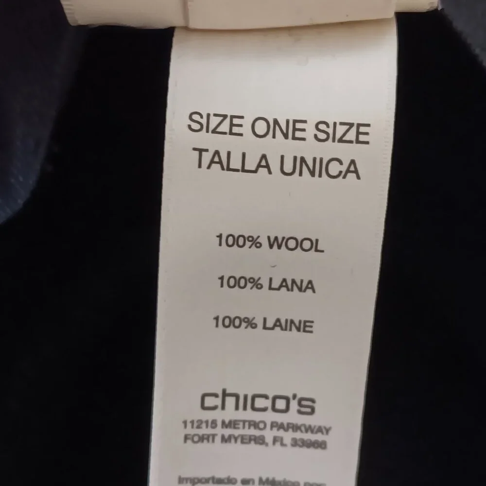 Chico's Women's Black Wool Fedora Hat One Size